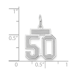 14k White Gold Small Satin Number 50 Charm