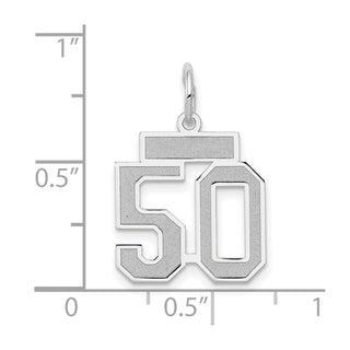 14k White Gold Small Satin Number 50 Charm