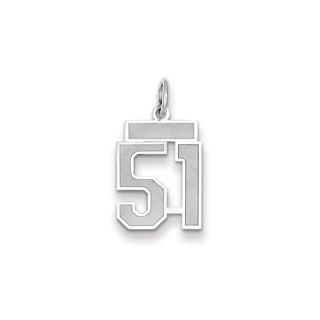 14k White Gold Small Satin Number 51 Charm