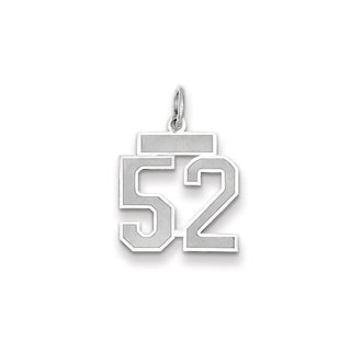14k White Gold Small Satin Number 52 Charm