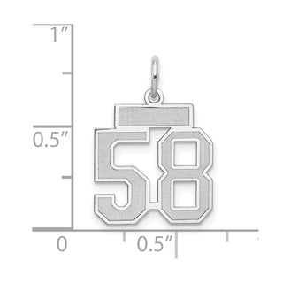 14k White Gold Small Satin Number 58 Charm