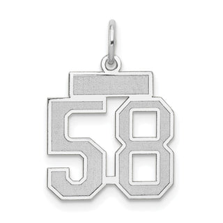 14k White Gold Small Satin Number 58 Charm
