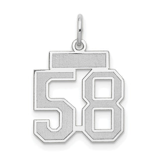 14k White Gold Small Satin Number 58 Charm