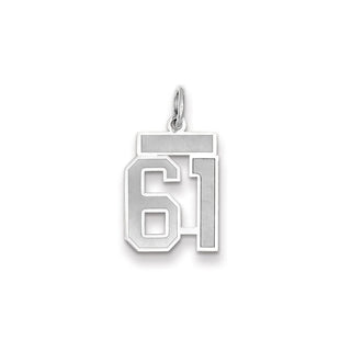 14k White Gold Small Satin Number 61 Charm