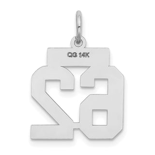 14k White Gold Small Satin Number 62 Charm