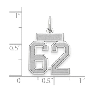 14k White Gold Small Satin Number 62 Charm