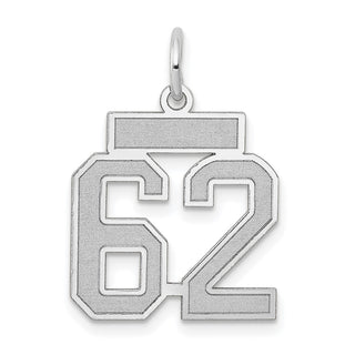 14k White Gold Small Satin Number 62 Charm