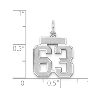 14k White Gold Small Satin Number 63 Charm