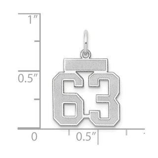 14k White Gold Small Satin Number 63 Charm