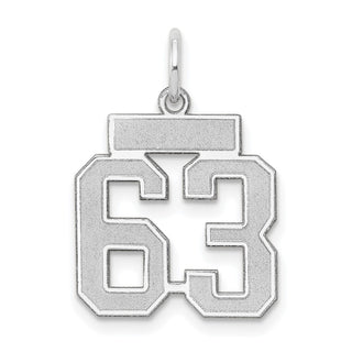 14k White Gold Small Satin Number 63 Charm