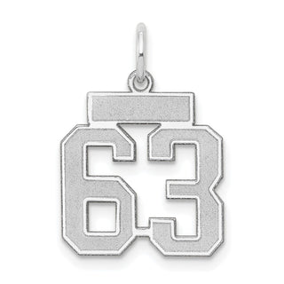 14k White Gold Small Satin Number 63 Charm