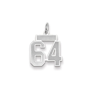 14k White Gold Small Satin Number 64 Charm