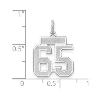 14k White Gold Small Satin Number 65 Charm