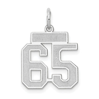 14k White Gold Small Satin Number 65 Charm