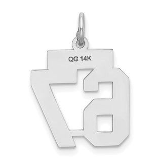 14k White Gold Small Satin Number 67 Charm