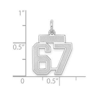 14k White Gold Small Satin Number 67 Charm
