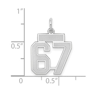 14k White Gold Small Satin Number 67 Charm