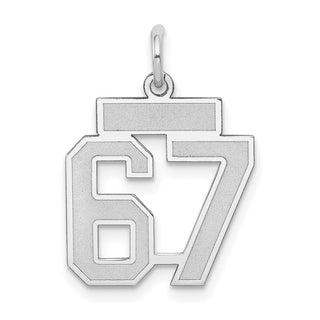 14k White Gold Small Satin Number 67 Charm