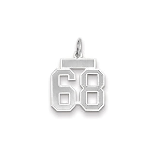 14k White Gold Small Satin Number 68 Charm