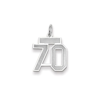 14k White Gold Small Satin Number 70 Charm