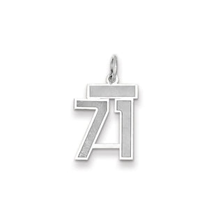 14k White Gold Small Satin Number 71 Charm