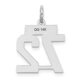 14k White Gold Small Satin Number 72 Charm