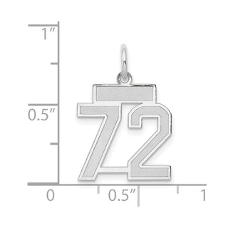 14k White Gold Small Satin Number 72 Charm