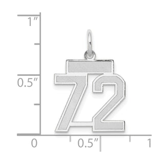 14k White Gold Small Satin Number 72 Charm