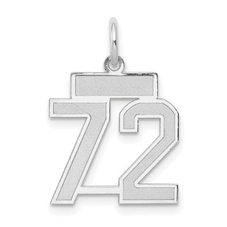 14k White Gold Small Satin Number 72 Charm