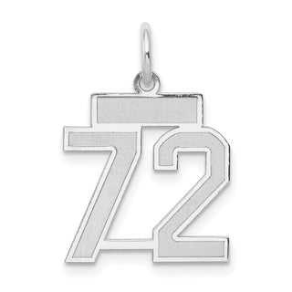 14k White Gold Small Satin Number 72 Charm