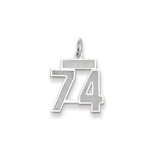 14k White Gold Small Satin Number 74 Charm