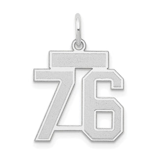14k White Gold Small Satin Number 76 Charm