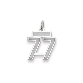 14k White Gold Small Satin Number 77 Charm