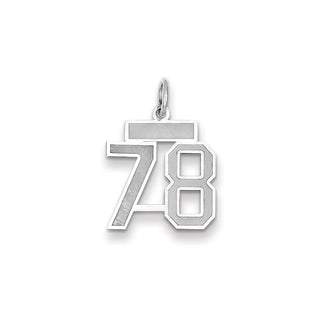 14k White Gold Small Satin Number 78 Charm