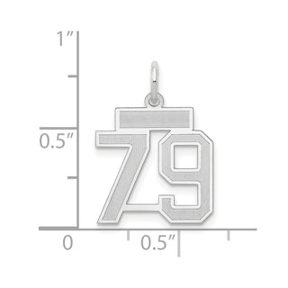14k White Gold Small Satin Number 79 Charm