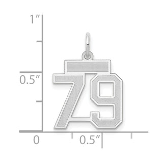 14k White Gold Small Satin Number 79 Charm