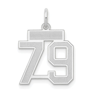 14k White Gold Small Satin Number 79 Charm