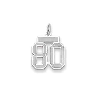 14k White Gold Small Satin Number 80 Charm