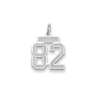 14k White Gold Small Satin Number 82 Charm