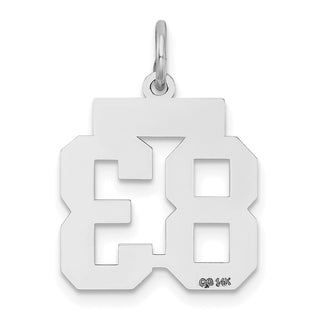 14k White Gold Small Satin Number 83 Charm