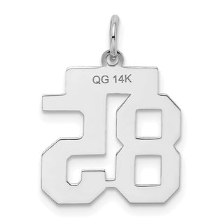 14k White Gold Small Satin Number 85 Charm