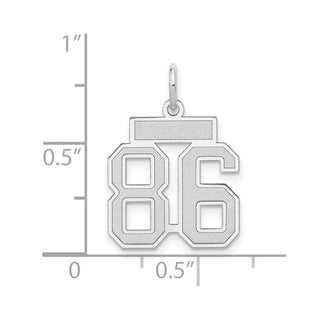 14k White Gold Small Satin Number 86 Charm
