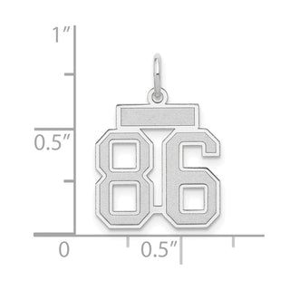 14k White Gold Small Satin Number 86 Charm