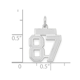14k White Gold Small Satin Number 87 Charm