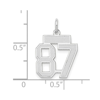 14k White Gold Small Satin Number 87 Charm