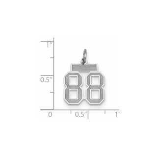 14K White Gold Small Satin Number 88 Charm