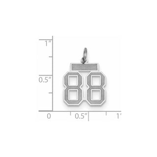 14K White Gold Small Satin Number 88 Charm
