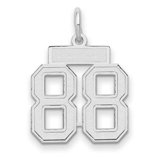 14K White Gold Small Satin Number 88 Charm