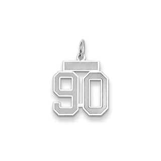 14k White Gold Small Satin Number 90 Charm