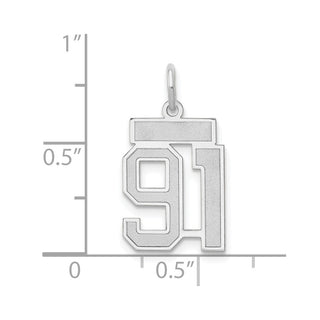 14k White Gold Small Satin Number 91 Charm